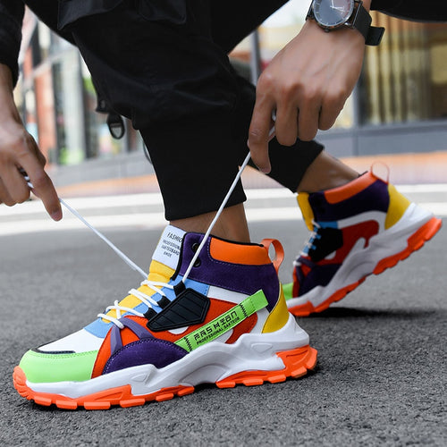 New Fashion Shoes For Men Casual High Top Chunky Sneakers Mens Trainers Tendencia 2022 Breathable Designer Zapatillas De Hombre