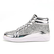 Load image into Gallery viewer, 2022 Men PU Leather Casual Shoes Hip Hop Gold Fashion Sneakers Male Silver Microfiber High Tops Sequin Man Shoe Chaussure Tennis