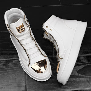 WEH Men Ankle Boots High-cut Sneakers 2022 fashion high top Shoes Leopard Platform Skate Sport Training Shoes Men Casual Shoes