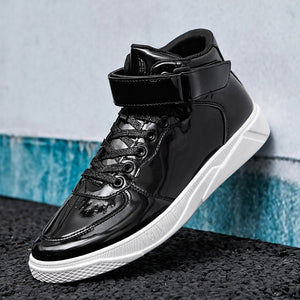 2022 Men PU Leather Casual Shoes Hip Hop Gold Fashion Sneakers Male Silver Microfiber High Tops Sequin Man Shoe Chaussure Tennis