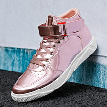 Load image into Gallery viewer, 2022 Men PU Leather Casual Shoes Hip Hop Gold Fashion Sneakers Male Silver Microfiber High Tops Sequin Man Shoe Chaussure Tennis