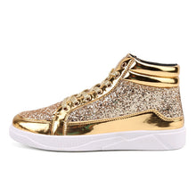 Load image into Gallery viewer, 2022 Men PU Leather Casual Shoes Hip Hop Gold Fashion Sneakers Male Silver Microfiber High Tops Sequin Man Shoe Chaussure Tennis