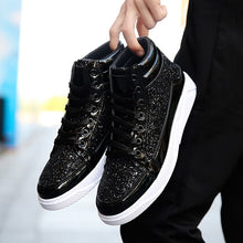 Load image into Gallery viewer, 2022 Men PU Leather Casual Shoes Hip Hop Gold Fashion Sneakers Male Silver Microfiber High Tops Sequin Man Shoe Chaussure Tennis