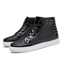 Load image into Gallery viewer, 2022 Men PU Leather Casual Shoes Hip Hop Gold Fashion Sneakers Male Silver Microfiber High Tops Sequin Man Shoe Chaussure Tennis