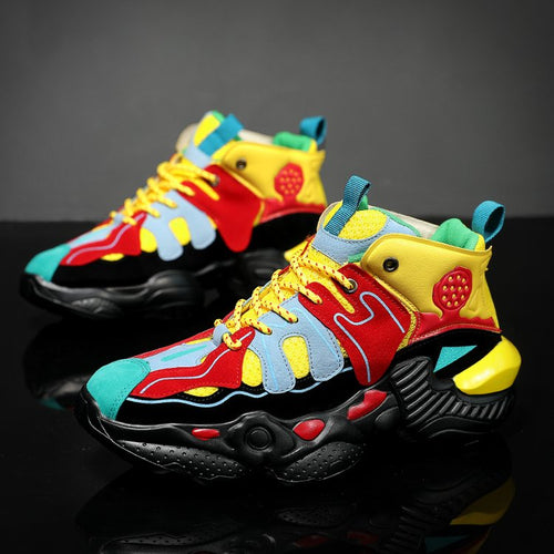 Colorful Hip Hop Men Chunky Sneakers Casual Dad Shoes High Top Lightweight Sports Fashion Men Shoes Basket Tenis Masculino